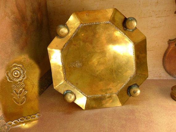 Hallmarked vintage tea caddy hinged lid doorknocker handles