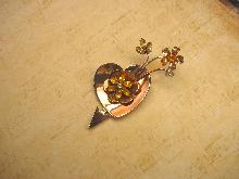 Vintage Signed Coro Sweetheart Brooch sterling and rhinestones