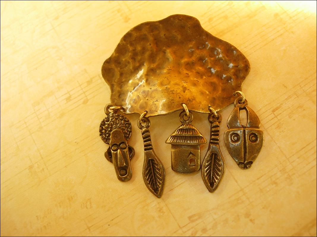 Primitive African Mask charm Brooch