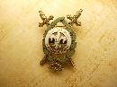 Vintage Enamel Medieval Fleur de lis Crossed swords Brooch