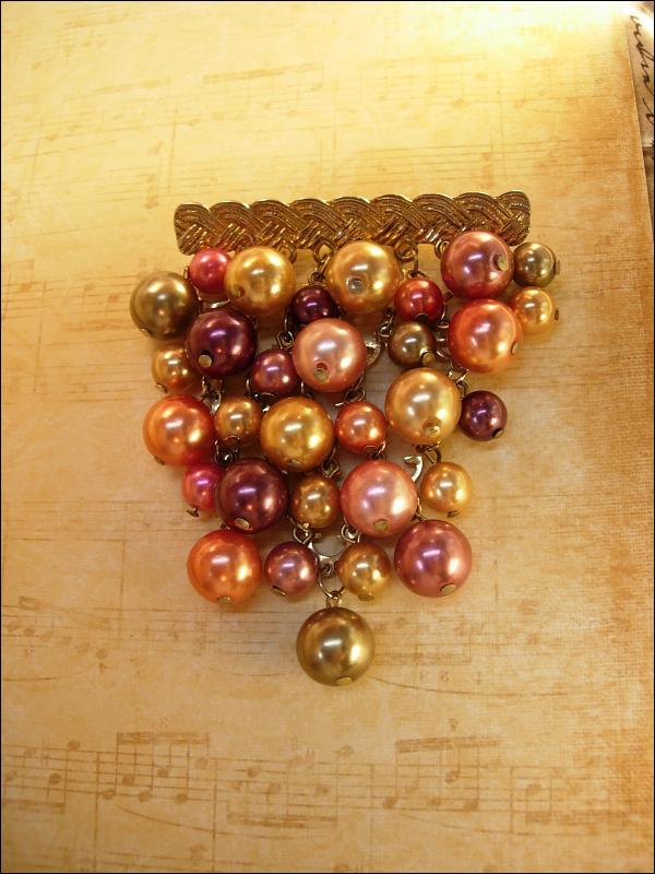Huge Vintage Baroque Pearl Chandelier Brooch