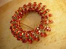 Vintage 100 Rhinestone Brooch Chunky cascading Circle Fall colors