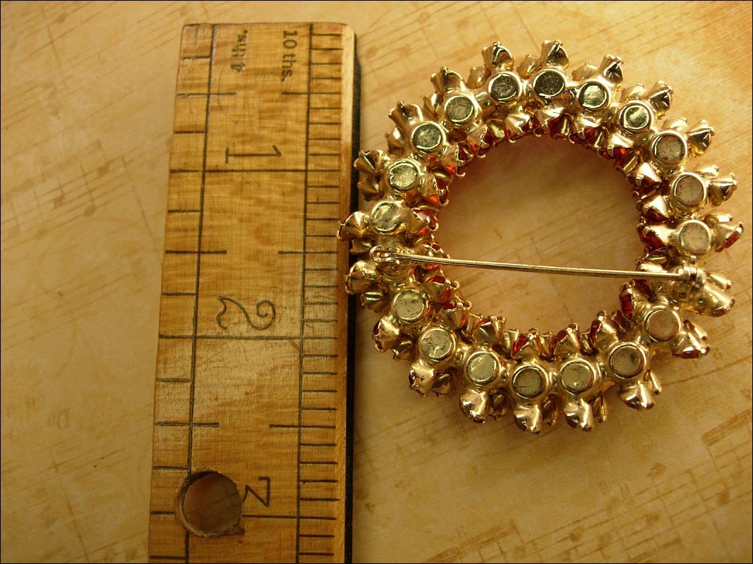 Vintage 100 Rhinestone Brooch Chunky cascading Circle Fall colors