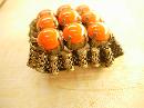 Vintage Fancy Czech Glass Brooch with ornate metal work