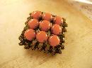 Vintage Fancy Czech Glass Brooch with ornate metal work