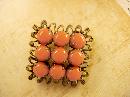 Vintage Fancy Czech Glass Brooch with ornate metal work