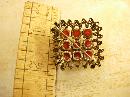 Vintage Fancy Czech Glass Brooch with ornate metal work