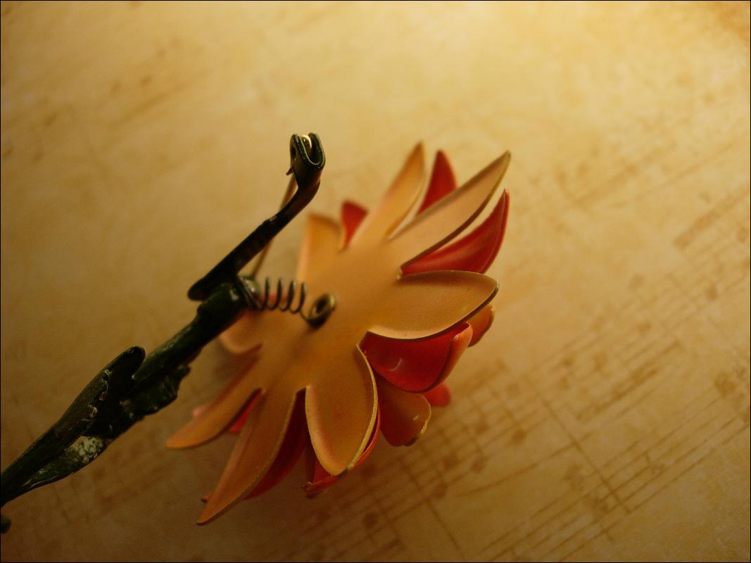 HUge Vintage Enamel Trembler Flower brooch