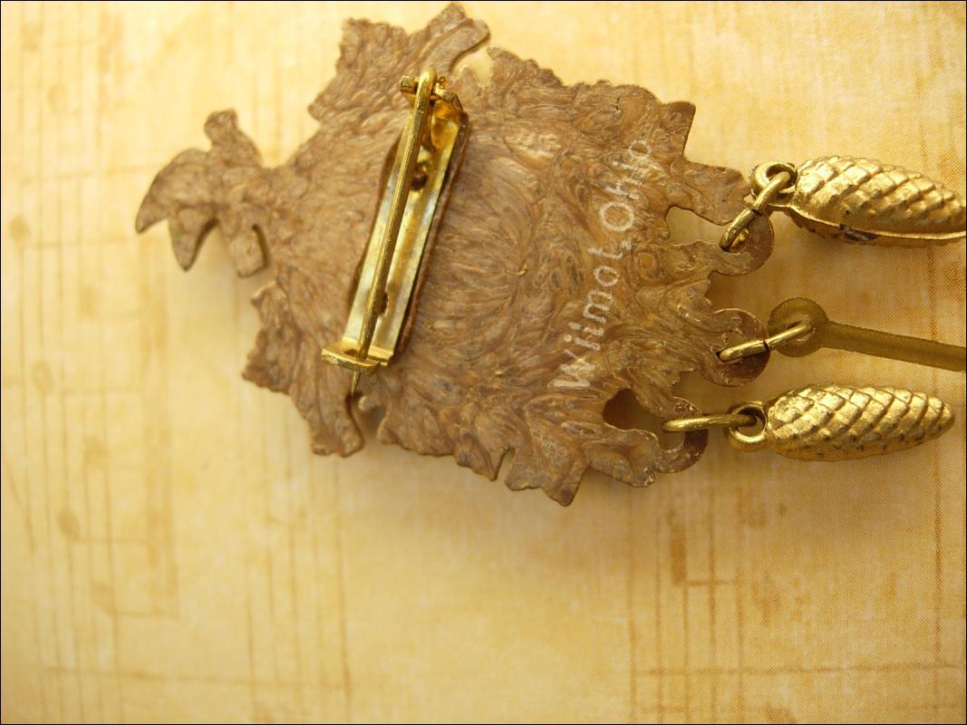Vintage Signed cuckoo clock Brooch Alpine Alpa