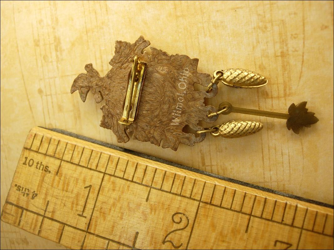 Vintage Signed cuckoo clock Brooch Alpine Alpa