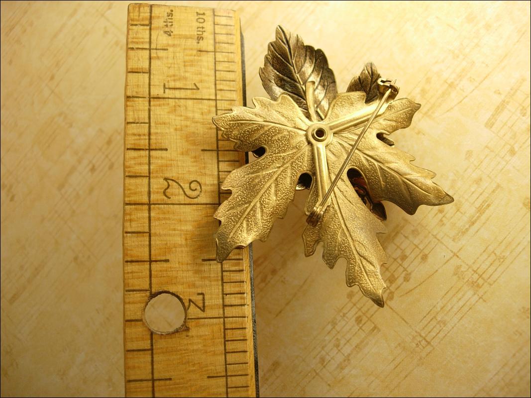 HUGE Vintage Coral Leaf Brooch