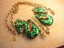 Vintage Enamel HUGE Chinese jeweled eye Dragon Necklace Signed Vendome