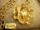 Vintage Signed Green Eyed Dragon huge chinese pendant on long fancy chain Lisner