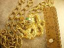 Vintage Signed Green Eyed Dragon huge chinese pendant on long fancy chain Lisner