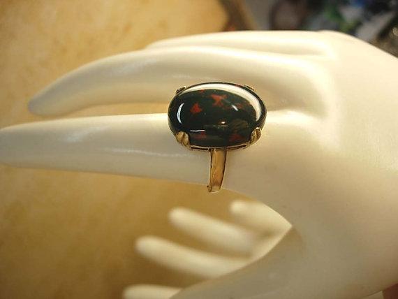 HUge Vintage Bloodstone ring 10kt gf with healing properties