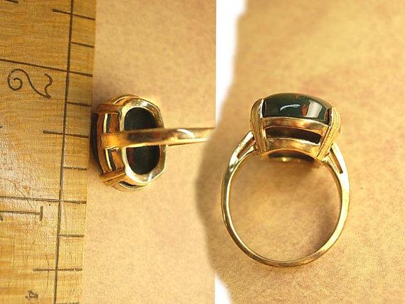 HUge Vintage Bloodstone ring 10kt gf with healing properties