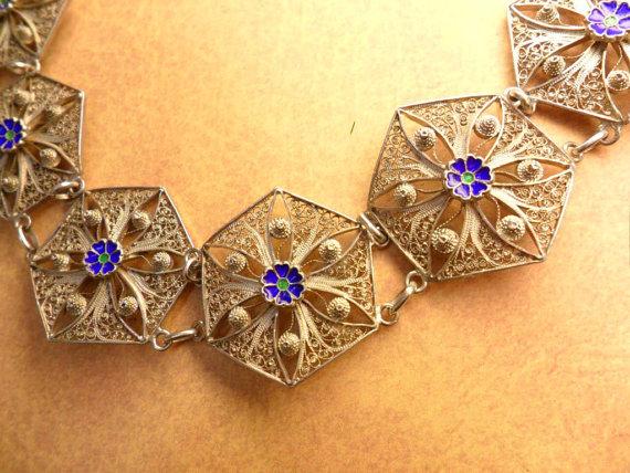 VIntage enamel filigree bracelet 8