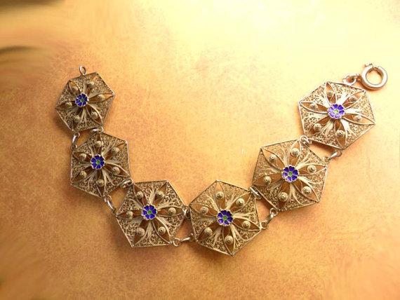 VIntage enamel filigree bracelet 8