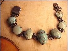 Vintage sterling Burmese Turquoise Indian bracelet with primitive turquoise stones