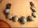 Vintage sterling Burmese Turquoise Indian bracelet with primitive turquoise stones