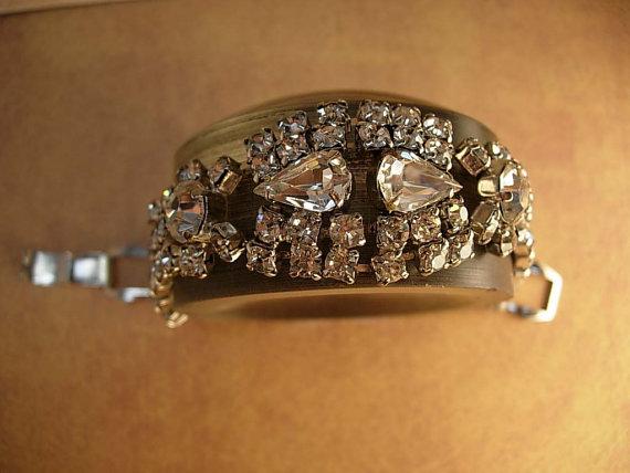 Vintage fancy rhinestone bracelet large tear drop links