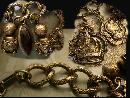 Vintage MEdieval Charm bracelet Knight Fobs Crown Charms rhinestone drops
