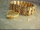 ANtique Rose gold Victorian bracelet Heart locket bracelet mixed metal gold filled charm bracelet