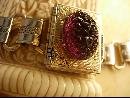 Vintage Bookchain bracelet Locket bracelet with victorian children Purple lava glass top