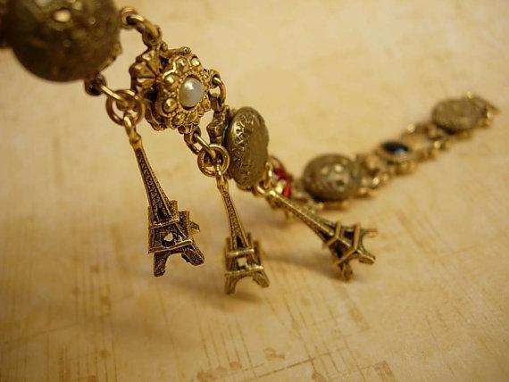 Paris Charm enamel button bracelet