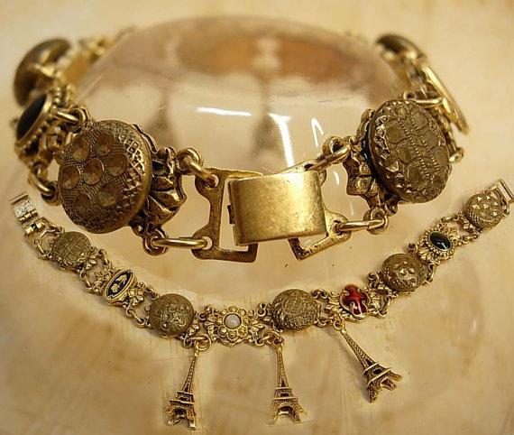 Paris Charm enamel button bracelet