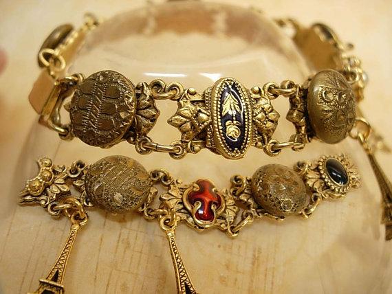 Paris Charm enamel button bracelet
