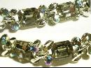 Dazzling signed Lisner smokey topaz glass and aurora borealis bracelet