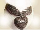 Ornate Heirloom Victorian puffed Sweetheart charm bracelet