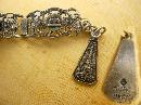 Vintage French Depose Deco sterling Paris fob Bracelet hinged tourist bracelet Eiffel tower fob