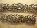 Vintage French Depose Deco sterling Paris fob Bracelet hinged tourist bracelet Eiffel tower fob
