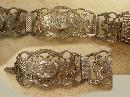 Vintage French Depose Deco sterling Paris fob Bracelet hinged tourist bracelet Eiffel tower fob