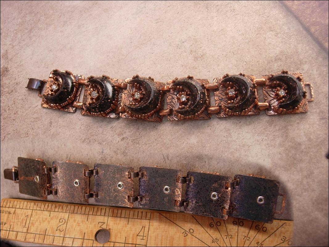 Vintage Bracelet moon and stars with copper goldstone goddess celestial spirit