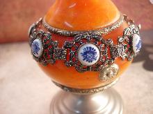 Vintage filigree bracelet cobalt porcelain flowers REALLY pretty