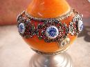 Vintage filigree bracelet cobalt porcelain flowers REALLY pretty