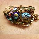 Gorgeous Vintage HAR Enamel Rhinestone Dragon brooch HUGE aurora borealis stones