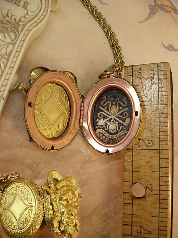 Devil talisman tooth locket bizarre watch chain skull necklace