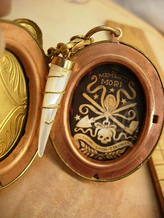 Devil talisman tooth locket bizarre watch chain skull necklace