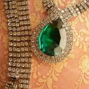 VIntage Dramatic HUGE Rhinestone drop necklace hundreds of rhinestones Faux Emerald