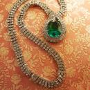 VIntage Dramatic HUGE Rhinestone drop necklace hundreds of rhinestones Faux Emerald