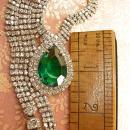 VIntage Dramatic HUGE Rhinestone drop necklace hundreds of rhinestones Faux Emerald