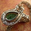 VIntage Dramatic HUGE Rhinestone drop necklace hundreds of rhinestones Faux Emerald