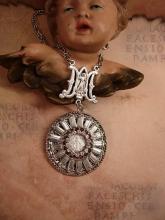 French Miraculous sacred heart necklace Rhinestones