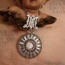 French Miraculous sacred heart necklace Rhinestones