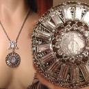 French Miraculous sacred heart necklace Rhinestones