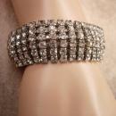 Vintage 6 Row WEISS Rhinestone Bracelet Signed Wide wedding bracelet PURE Glam